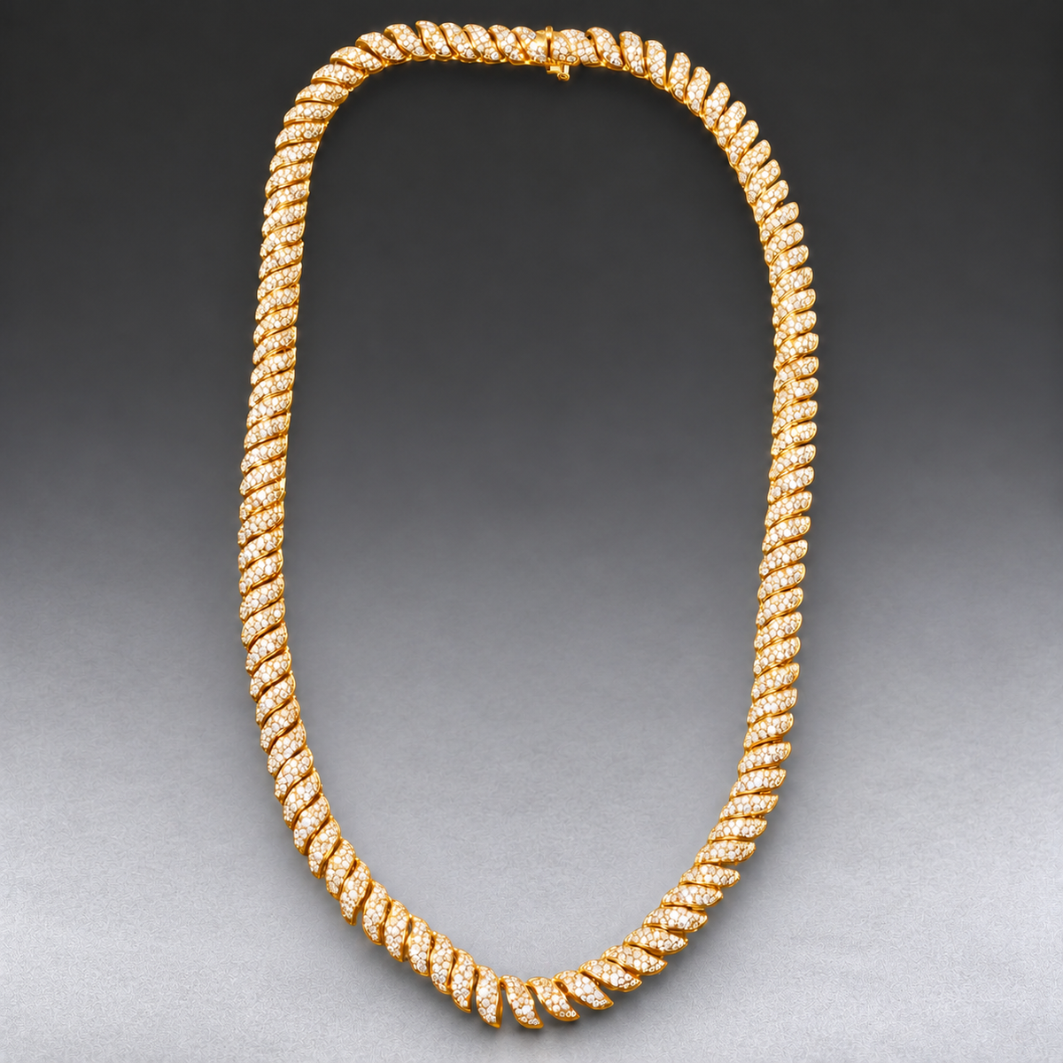 10K Gold & Natural Diamond Macaroni Link Chain