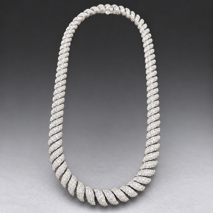 10K Gold & Natural Diamond Macaroni Link Chain