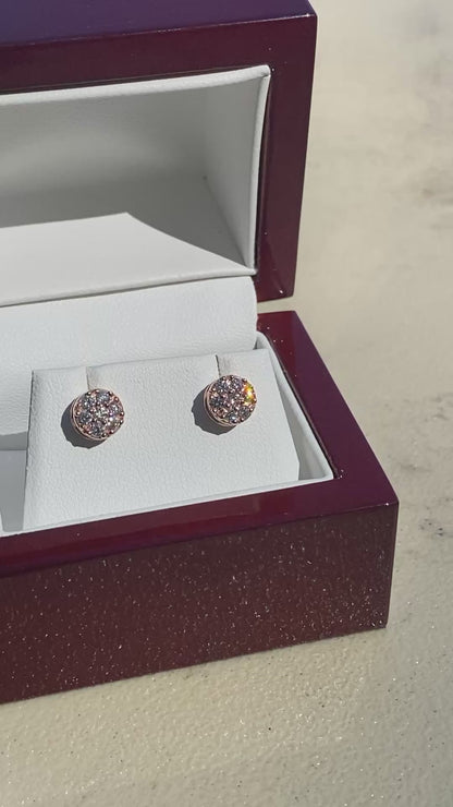 Exquisite Natural Diamond Cluster Earrings – Set in 14K Gold