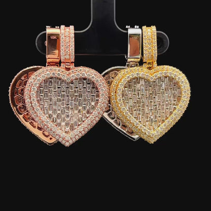 Natural Diamond & Baguette Heart Pendant