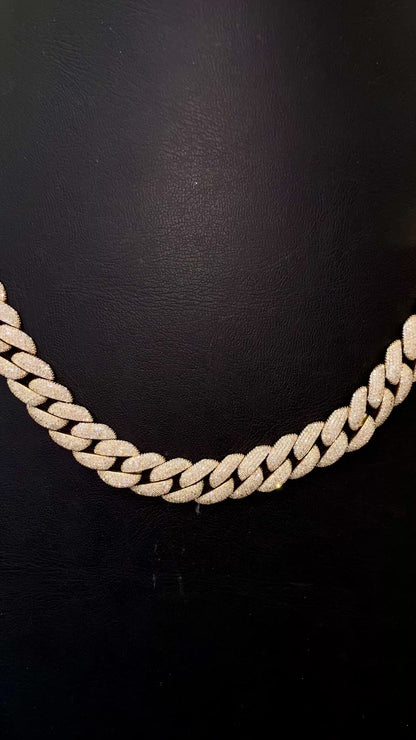 20” 12mm 17.50 Carats VS1 Diamond Cuban Link Necklace in 10K Yellow Gold