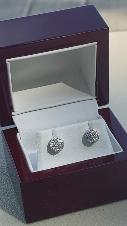 Exquisite Natural Diamond Cluster Earrings – Set in 14K Gold