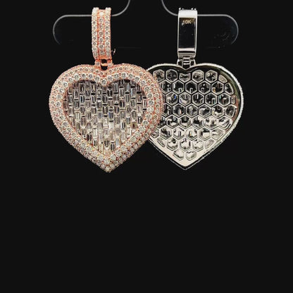 Natural Diamond & Baguette Heart Pendant