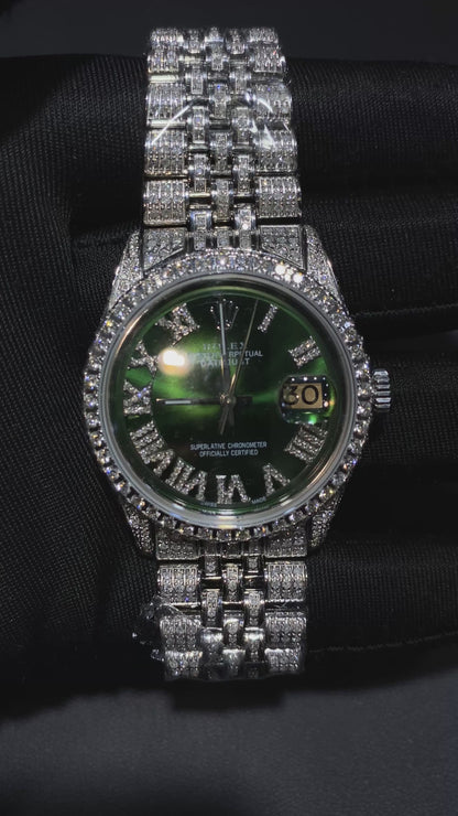 Rolex Diamond Datejust Watch – Fully Iced Bracelet & Bezel (Multiple Dial Options)
