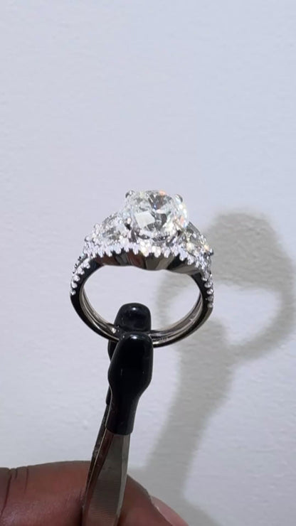 4.20ct Natural Round Brilliant Diamond Engagement Ring | G Color SI2 | EGL Certified | Split Shank Halo Setting