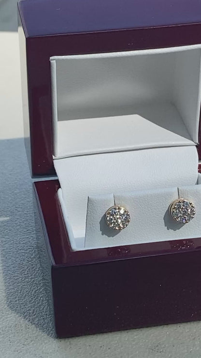 Exquisite Natural Diamond Cluster Earrings – Set in 14K Gold