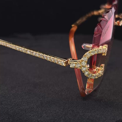White or Gold Cartier Rimless Wire Frames with 8.7g Gold & 5.49CT VS Diamonds