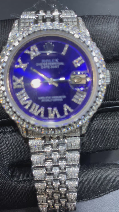 Rolex Diamond Datejust Watch – Fully Iced Bracelet & Bezel (Multiple Dial Options)