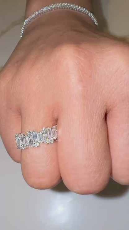 Baguette & Round Diamond” Lazo Semi Eternity Band
