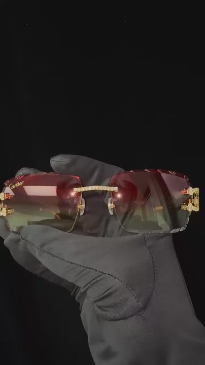 White or Gold Cartier Rimless Wire Frames with 8.7g Gold & 5.49CT VS Diamonds