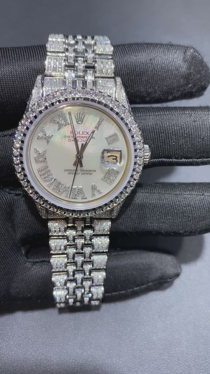 Rolex Diamond Datejust Watch – Fully Iced Bracelet & Bezel (Multiple Dial Options)